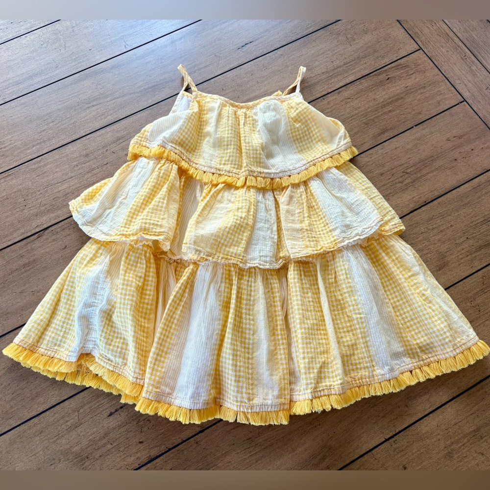 Haute Hippie Gingham Tiered Tassel Sundress, Size 2T